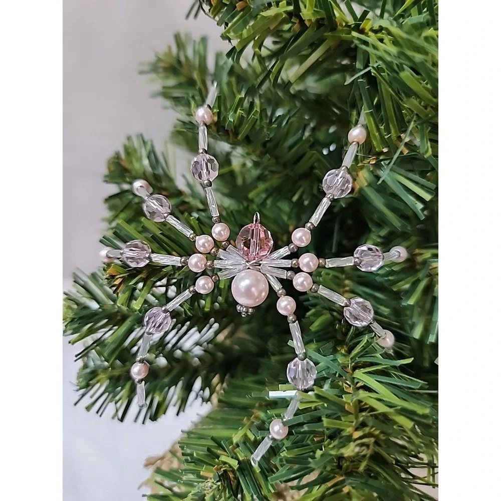 Christmas Spider Ornament  Hand Crafted One Of A Kind Pink And Silver
